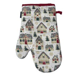 Wyatt Home Christmas Oven Mitt Gingerbread House Pot Holder Glove Red White